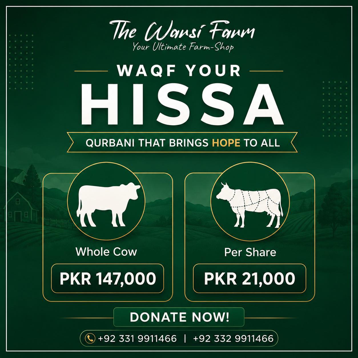 Waqf Your Hissa 2026 | Shariah-Compliant Waqf Qurbani in Karachi – The Warsi Farm