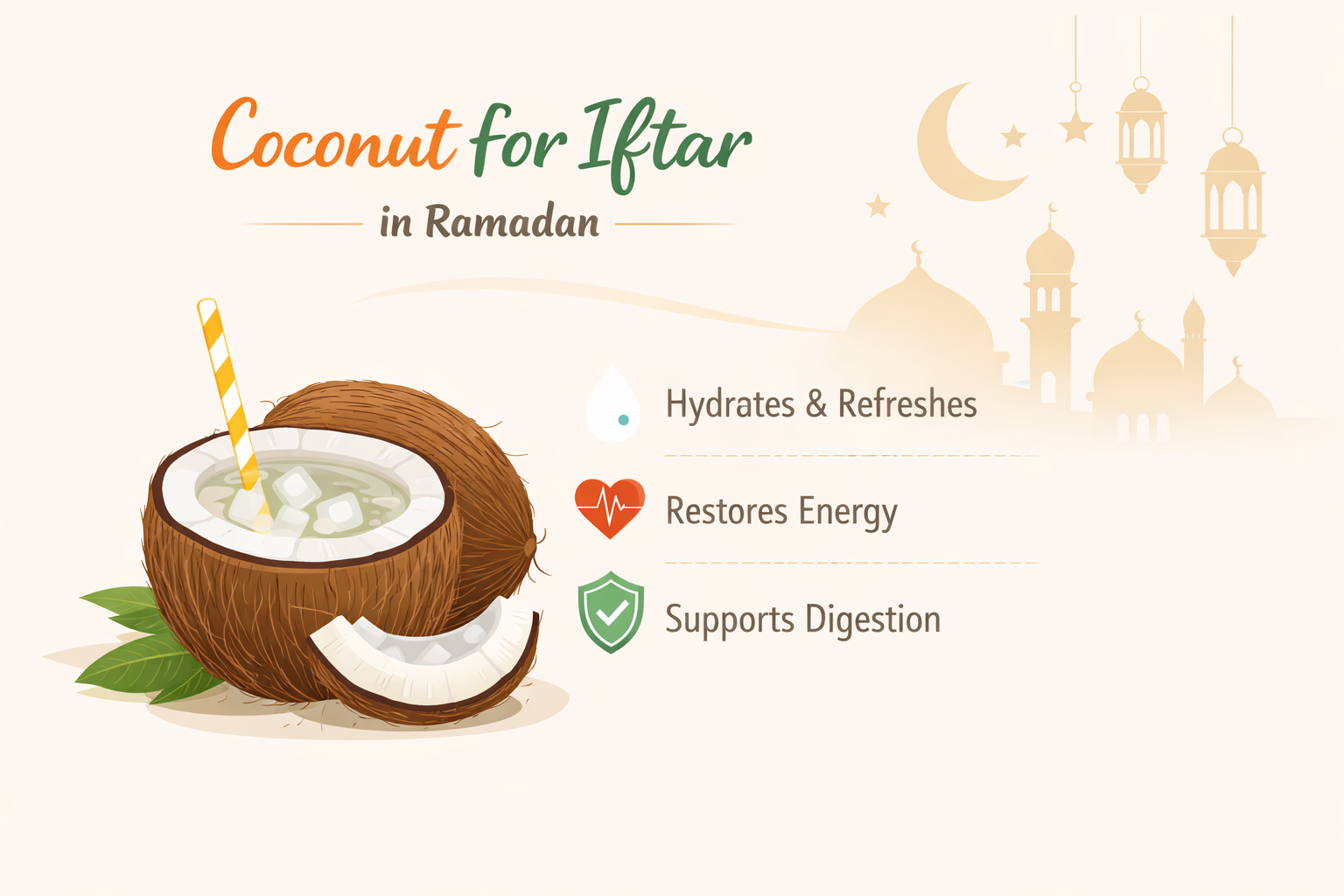 Coconut for Iftar in Ramadan