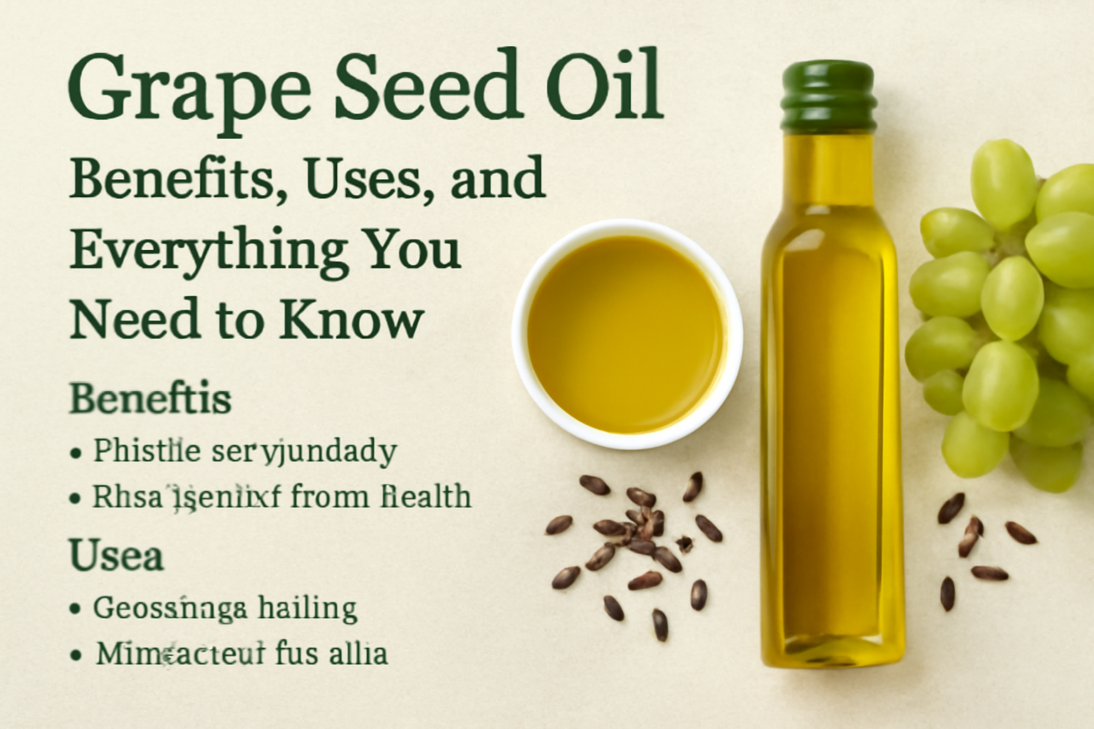Discover the amazing benefits and uses of grape seed oil. From skincare to cooking, this oil is packed with antioxidants and nutrients for your health.