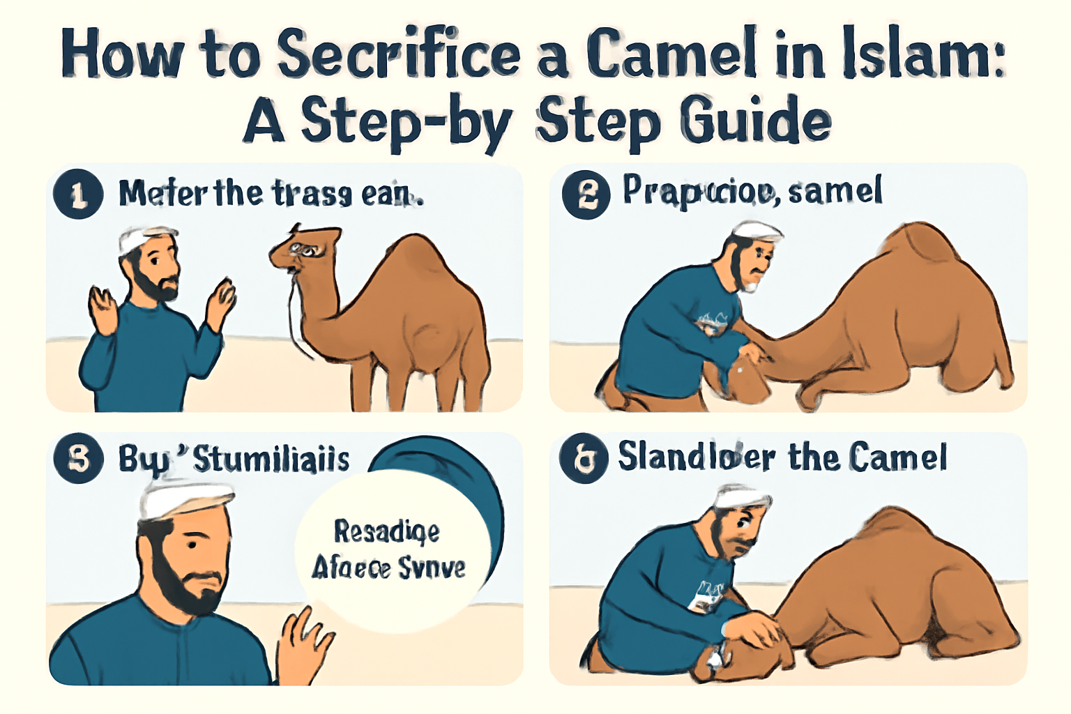 Learn the proper way to sacrifice a camel in Islam during Eid al-Adha, following religious guidelines and ensuring the process is humane and respectful.