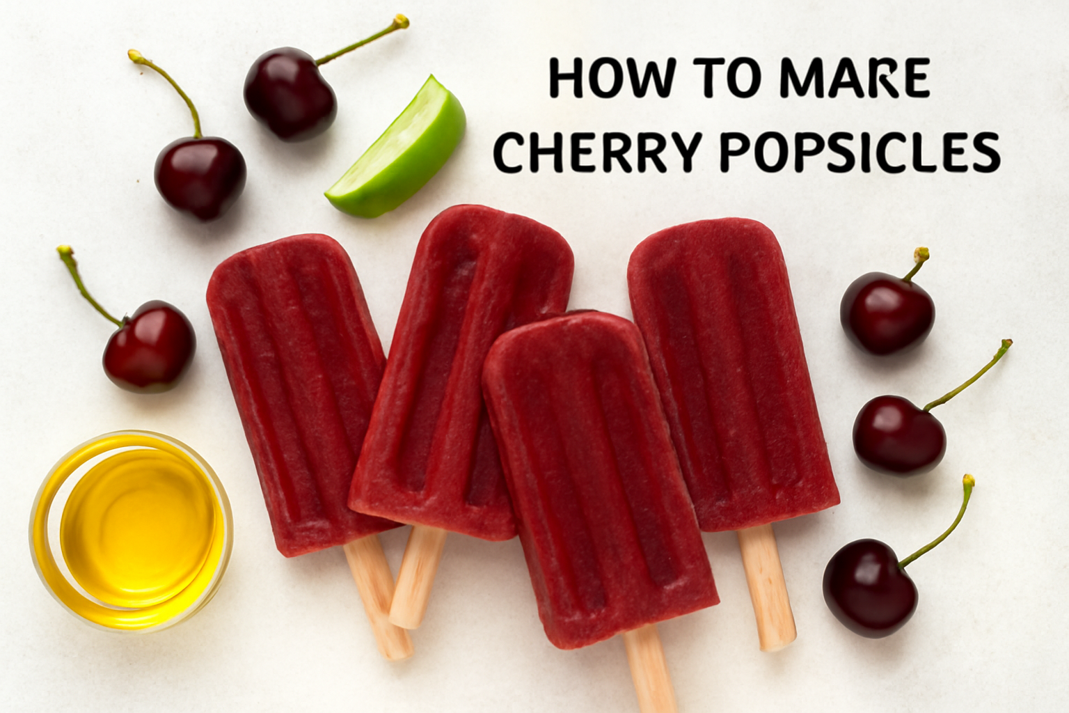 Learn how to make cherry popsicles with fresh cherries, a touch of sweetness, and a hint of lime. A perfect way to cool down on a hot day!