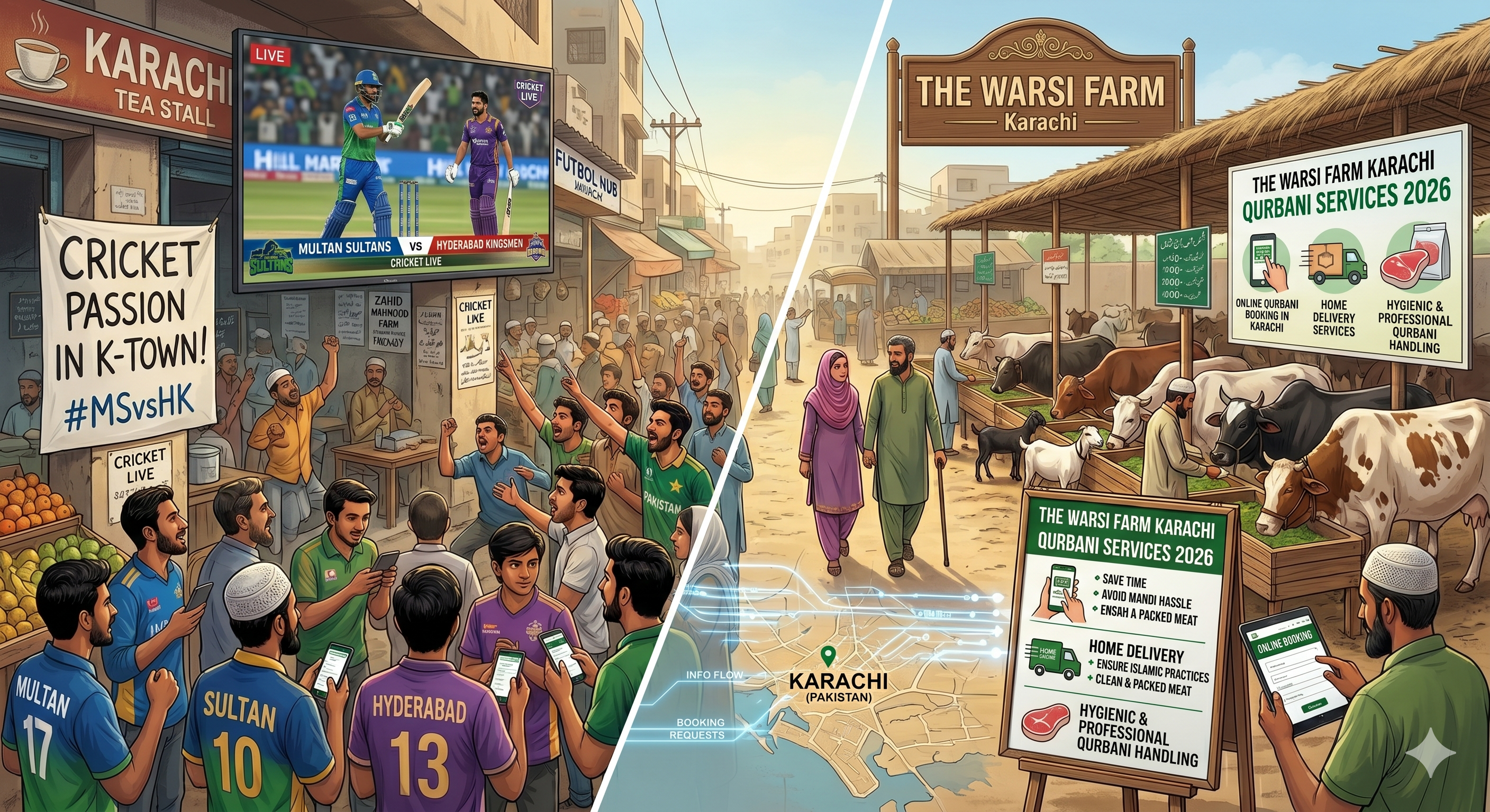 Multan Sultans vs Hyderabad Kingsmen & Qurbani Services Karachi