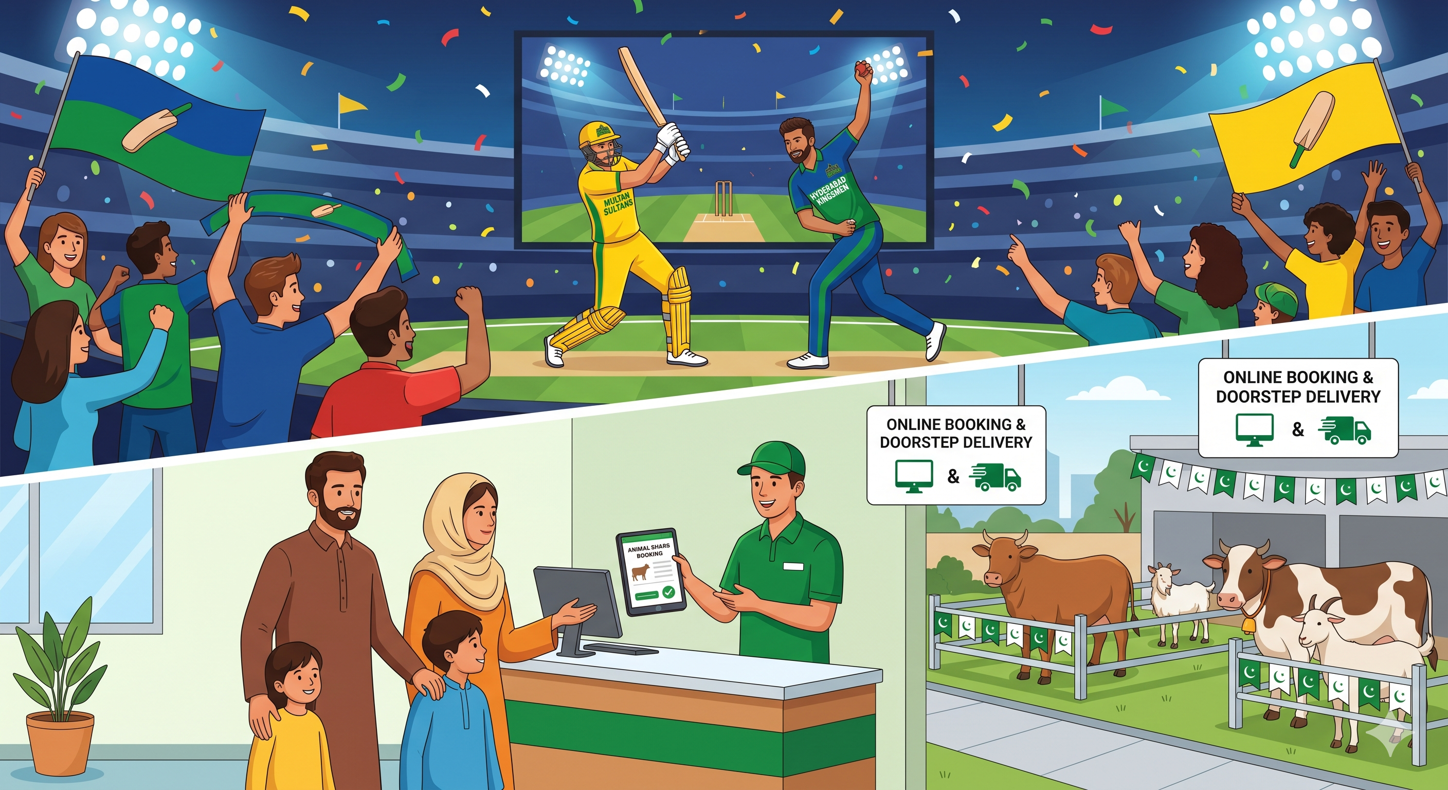 Multan Sultans vs Hyderabad Kingsmen & Qurbani Services Karachi