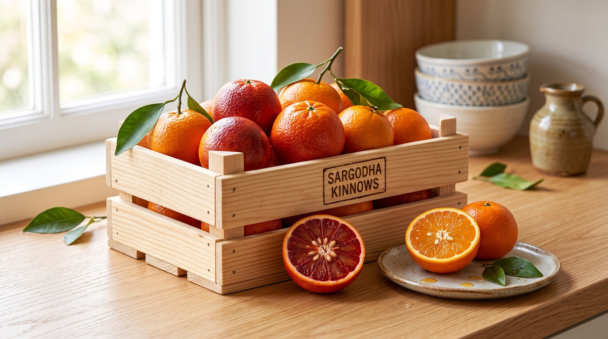 Storing fresh Sargodha Kinnow oranges in a ventilated box at home