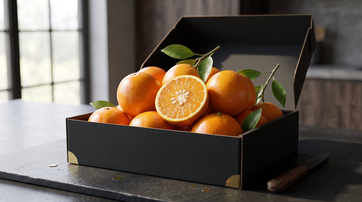Premium export quality Sargodha Kinnow mandarin box delivery in Karachi from The Warsi Farm